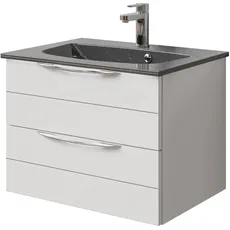Saphir Waschtisch »Serie 6025 Mineralmarmor-Waschtisch mit Unterschrank, 67 cm breit«, Waschplatz mit 2 Schubladen, hängend, verschiedene Ausführungen, weiß
