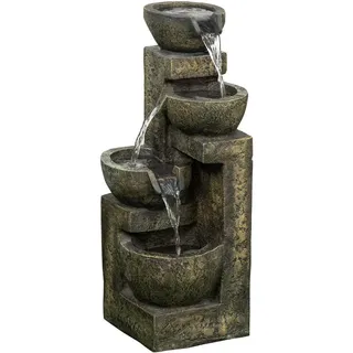 Outsunny Gartenbrunnen, Kunstharz, Schwarz , Kunststoff , 24x60x25 cm , Dekoration, Gartendeko