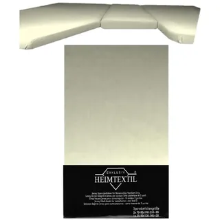 EXKLUSIV HEIMTEXTIL Jersey Spannbettlaken für Wohnmobile Heckbett 3-teilig 2 Längsbetten + 1 Mittelteil 100% Baumwolle Öko - Tex Zertifiziert, Markenqualität, Steghöhe 20 cm, Naturweiß