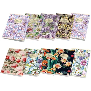 Pigna, Maxi Notizbuch Natur Blumen, A4 21x29,7 cm, innen 0Q, quadratisch mit Rand, 80 g/qm, Recyclingpapier, sortierte Themen, 10