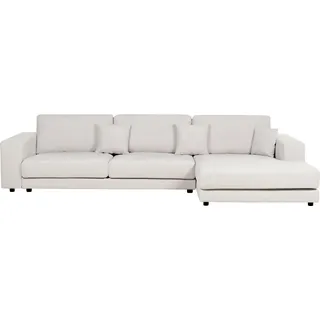 BELIANI Ecksofa Cremeweiß Stoff L-förmig 4-Sitzer Sofa mit Chaiselongue Linksseitig Wohnzimmermöbel Modern Wohnzimmer Ausstattung Wohnecke Sitzecke - Weiß, Schwarz