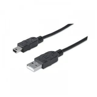 Manhattan USB 2.0: USB-A Stecker, USB-Mini-B Stecker 1.80 m, schwarz
