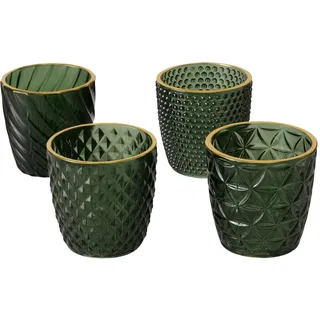 Boltze Windlicht Marilu (4-tlg., grün, Glas, 7,5 cm Höhe, modernes Design, Garten Deko, Tisch Deko, Windlicht, Teelicht Glas) 2061236