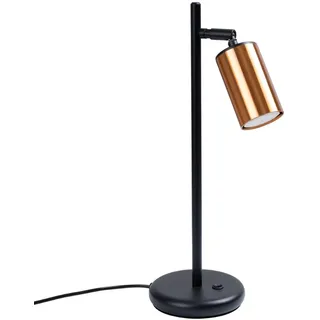SOLLUX lighting - Schreibtischlampe LED - Büro Tischleuchte - Nachttischlampe, für Büro, Lesen, Arbeit, Kinder -Wohnzimmerlampe - GU10, 1xmax 10W LED, ~230V, 50Hz, IP20-15x15x46,5cm - Schwarz/Kupfer