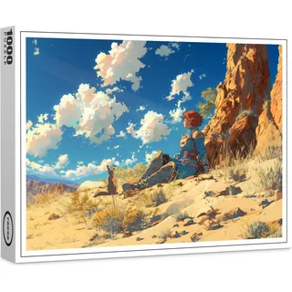 raxxa Premium-Puzzle "Rast in der Wüste mit Fuchshörnchen - Anime Stil", 1000 Teile