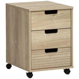 MÖBELPARTNER Emmik Rollcontainer weiß-eiche 3 Auszüge 40,0 x 50,0 x 57,0 cm