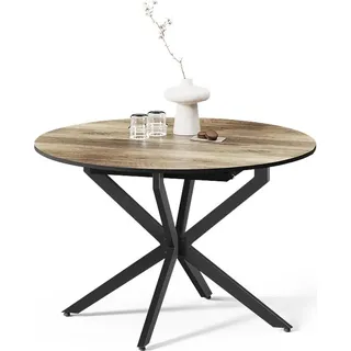 Livinity Esstisch Firenze, 120 x 120 cm ausziehbar, Schwarz/Eiche rustikal/Eiche rustikal - Braun, Schwarz