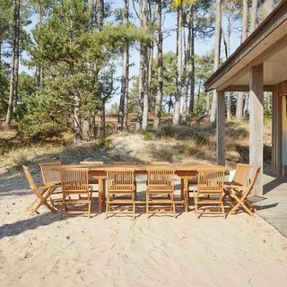 Capri - Rechteckige Outdoor Gartenmöbel Set aus massiver Akazie 12 Stühle