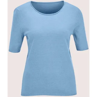 2-in-1-Strickjacke MADELEINE "Twinset Basic Strickjacke mit Halbarmpullover", Damen, Gr. 48, blau (rauchblau, melange), Obermaterial: 46% Modal CMD. 40% Polyacryl PAN. 14% Polyamid PA., Modern, Strickjacken 2-in-1-Strickjacke