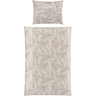 Fleuresse Bettwäsche , Weiß, Sandfarben , Textil , Paisley , 140x200 cm , Heimtextilien, Bettwäsche & Leintücher, Bettwäsche, Satin-Bettwäsche