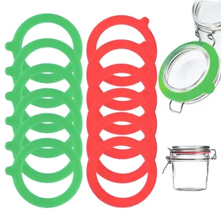 12 Stück Einmachgummiringe Silikon Weck Gummiringe 95x73 mm Ersatz Gläser Einmachglasdeckel für Langlebig Einmachgummis, Einmachgläser Einkochringe Dichtringe für Trinkflasche Dichtungsring (Grün Rot)