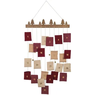 Rayher Adventskalender Set mit Holzleiste und 24 Säckchen rot/beige 44 x 95 cm 46656999