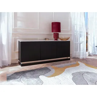 Sideboard mit 3 Türen - Mit LED-Beleuchtung - MDF - Schwarz & weiße Marmor-Optik - DEVIKA von Pascal MORABITO