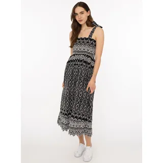Zwillingsherz Maxikleid ""Lochstickerei"" Ohne Taschen knöchellang, mit verstellbaren Trägern, Lochspitze, schwarz