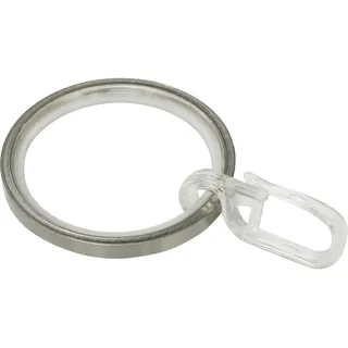 GARDINIA Gardinenringe für Ø 25 mm, Mit Gleiteinlage und Gardinenhaken, 10 Stück, Breite 4 mm, Metall, Edelstahl-Optik