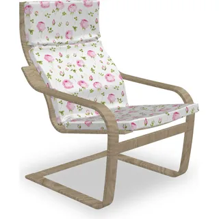 ABAKUHAUS Blumen Poäng Sessel Polster, Blühende Rose-Weinlese, Sitzkissen mit Stuhlkissen mit Hakenschlaufe und Reißverschluss, Rosa Olivgrün - Rosa