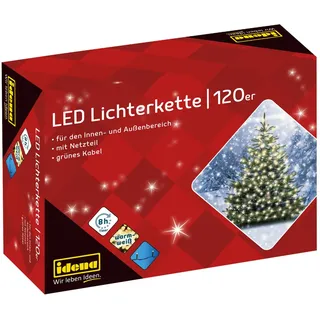 IDENA LED Lichterkette 120er spritzwassergeschützt 20,0 m Warmweiß