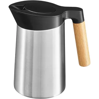 WMF Isolierkanne , Braun, Schwarz, Edelstahlfarben , Holz, Metall, Kunststoff , Buche , 1 l , Ausgießer, 100% dicht , Geschirr, Kannen & Karaffen, Kaffeekannen & Thermoskannen