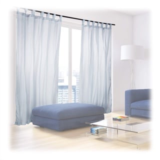 Relaxdays Vorhänge mit Schlaufen, 2er-Set, Voile, halbtransparente Gardinen, einfarbig, Polyester HxB 245x140 cm, silber