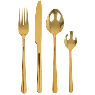 HOMLA 24-Teiliges Edelstahl Besteckset Lugano - Elegantes Essbesteck mit Messer, Gabel, Löffel, Teelöffeln - Tafelbesteck für Haus, Veranstaltung, Restaurant - Set für 6 Personen - Gold