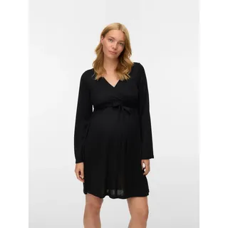 Mamalicious Umstandskleid "MLMAEVE TESS LS JRS DRESS 2F NOOS" Stilllage unter einem Wickeleffekt, schwarz
