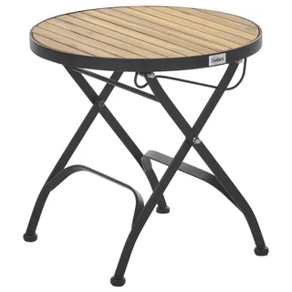 BELIANI Garten Beistelltisch Hellbraun aus Akazienholz und Stahl Klappbar Rund Modern Outdoor Terrasse Balkon Bistrotisch - Braun, Schwarz