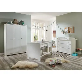 arthur berndt Babyzimmer-Komplettset "Thilo" Set, Kinderbett, Schrank, Wickelkommode, 3 Stk. tlg. Made in Germany; mit Kinderbett, Schrank und Wickelkommode, weiß