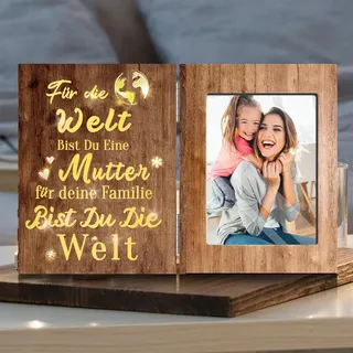 SUOPDH Muttertagsgeschenke für Mama, Personalisiert Bilderrahmen LED Mama Geschenk zum Muttertag, Geburtstag, Weihnachten - Mutter Geschenk Fotolampe