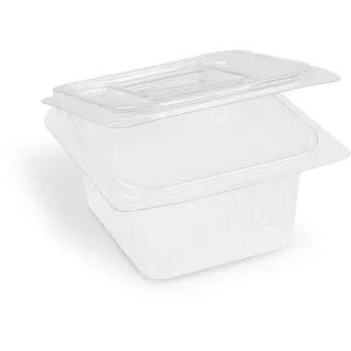 Rechteckbecher klar mit Deckel 375 ml (rPET), 50 Stk.