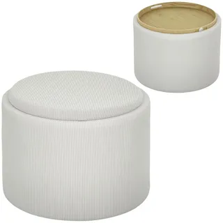 Homcom Sitzhocker mit Stauraum Polyester 56 x 42 x 56 cm Cremeweiß