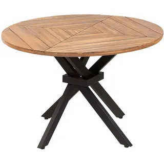 Beliani Gartentisch Ø 110 x 75 cm Braun/Schwarz