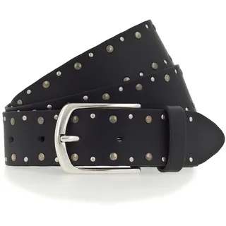 Nietengürtel MUSTANG, Damen, Gr. 110, schwarz, Rindsleder, unifarben, Gürtel Nietengürtel, Mit Nieten verziert, 3,5 cm