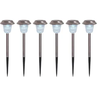 Solarleuchte Garten Erdspieß 6er Set Solarlampe Außen Wegelampe Solar 4043306 - Silber