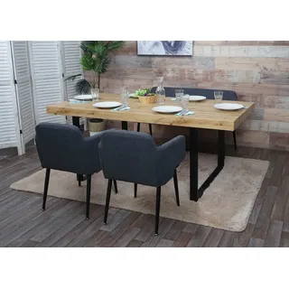 Esszimmer-Set HWC-L13, 2er-Set Stuhl+Sitzbank Esszimmergruppe Sitzgruppe Esszimmergarnitur, Stoff/Textil anthrazit - Grau