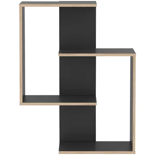 Wandregal FMD "Elias", schwarz (anthrazit, kante sonoma eiche), B:44,5cm H:77cm T:44,5cm, Holzwerkstoff, Regale, Wandregal