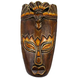 Woru Bali Holzmaske 20 cm – Handgeschnitzt & Handbemalt aus Albesia-Holz – Original Wandmaske aus Bali – Ethno Deko, Tribal Wanddeko, Exotische Holz-Dekoration