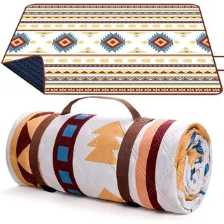 Picknickdecke 200 x 200 cm – Sandabweisend – Tragbar – Waschbar – Strandmatte – Picknickmatte – Grillen – Picknick – Wandern – Reisen – Campingdecke – Beige