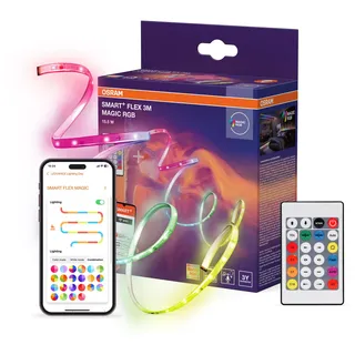 OSRAM SMART+ WIFI FLEX 3M LED-Streifen, weiß, 15W, 350lm, dimmbar, dynamisches Magic-RGB Lichteffekt, individuelle Lichtfarbenwahl, App-steuerbar, lange Lebensdauer, einfache Montage, IP20