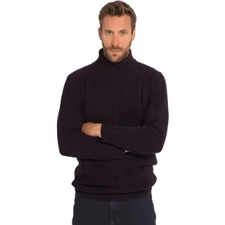 JP 1880 Herren Rollkragen, Wollmix, vorne Zopfmuster Pullover, Schwarze johannissbeere, 7XL Größen