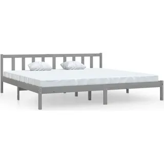 vidaXL Massivholzbett Grau Kiefer 200x200 cm - Grau
