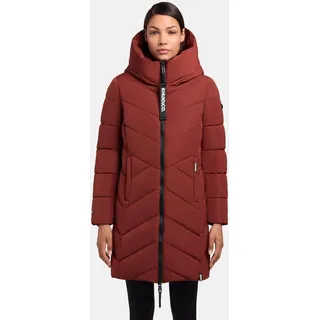 khujo Damen, Langer Wintermantel warmer Steppmantel mit Schlüsselanhänger Darka2-YM Dark Red Gr. XL - XL