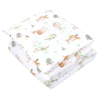 TupTam Kinder Gemusterte Bettdecken Set Ganzjahresdecke Bettdecke Kopfkissen Flachkissen 2tlg., Farbe: Wald Tiere Braun Beige Fuchs REH Igel Eichhörnchen, Größe: 135x100 cm