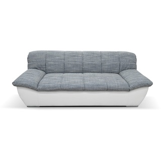 DOMO. collection Sofa Splash, 2-Sitzer Couch, 2er Garnitur aus Kunstleder mit Webstoff-Polster und breiten Armlehnen, Ledersofa, 211 x 96 x 76 cm (BxHxT), weiß-grau