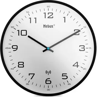 Mebus 13079 Funk Wanduhr Moderne Quarzuhr Weiß - Weiß
