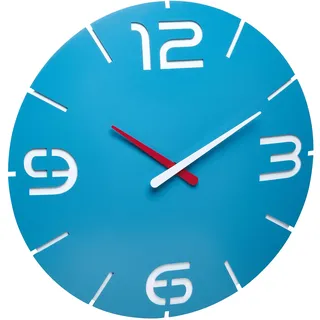 TFA Dostmann Contour Design Funk-Wanduhr, Funkuhr, Wanduhr, groß, himmelblau/weiß, 60.3536.14, Ø 350 x H 35 mm
