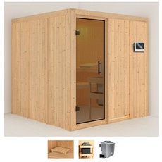 Bild von Sauna »Romina«, (Set), 9-kW-Bio-Ofen mit externer Steuerung, beige