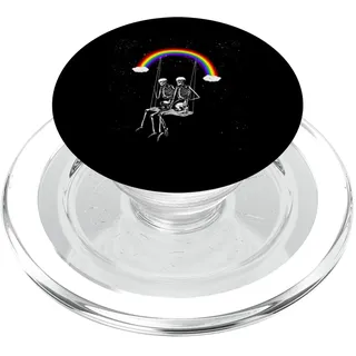 Skelett Paar Regenbogen Swing Skelett Rock On PopSockets PopGrip für MagSafe