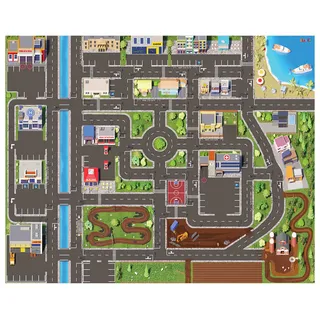SkippiDoo Kinder Spielteppich Straße & Auto (200x160 cm) - abwaschbar, rutschfest & OEKOTEX-zertifziert - Teppich Jungen & Mädchen Kinderzimmer - Kinderteppich, Autoteppich, Straßenteppich