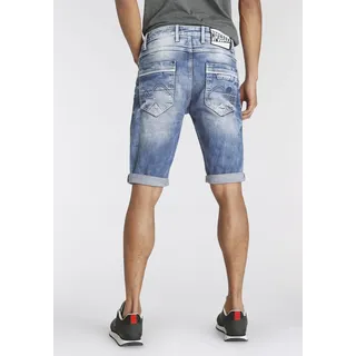 Jeansbermudas CIPO & BAXX, Herren, Gr. 33, N-Gr, blau, Denim/Jeans, Obermaterial: 98% Baumwolle, 2% Elasthan, Abriebeffekte, slim fit kniebedeckend, Jeans Jeansbermudas, in Denim und mit markanten Taschen, Topseller