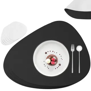 Sänger Tischset - Kunstleder - Doppelseitig - Schwarz/Weiß - Organisch - 44x37cm - 12 Stück , Kunststoff , 44x37 cm , Heimtextilien, Wohntextilien, Tischwäsche, Tischsets